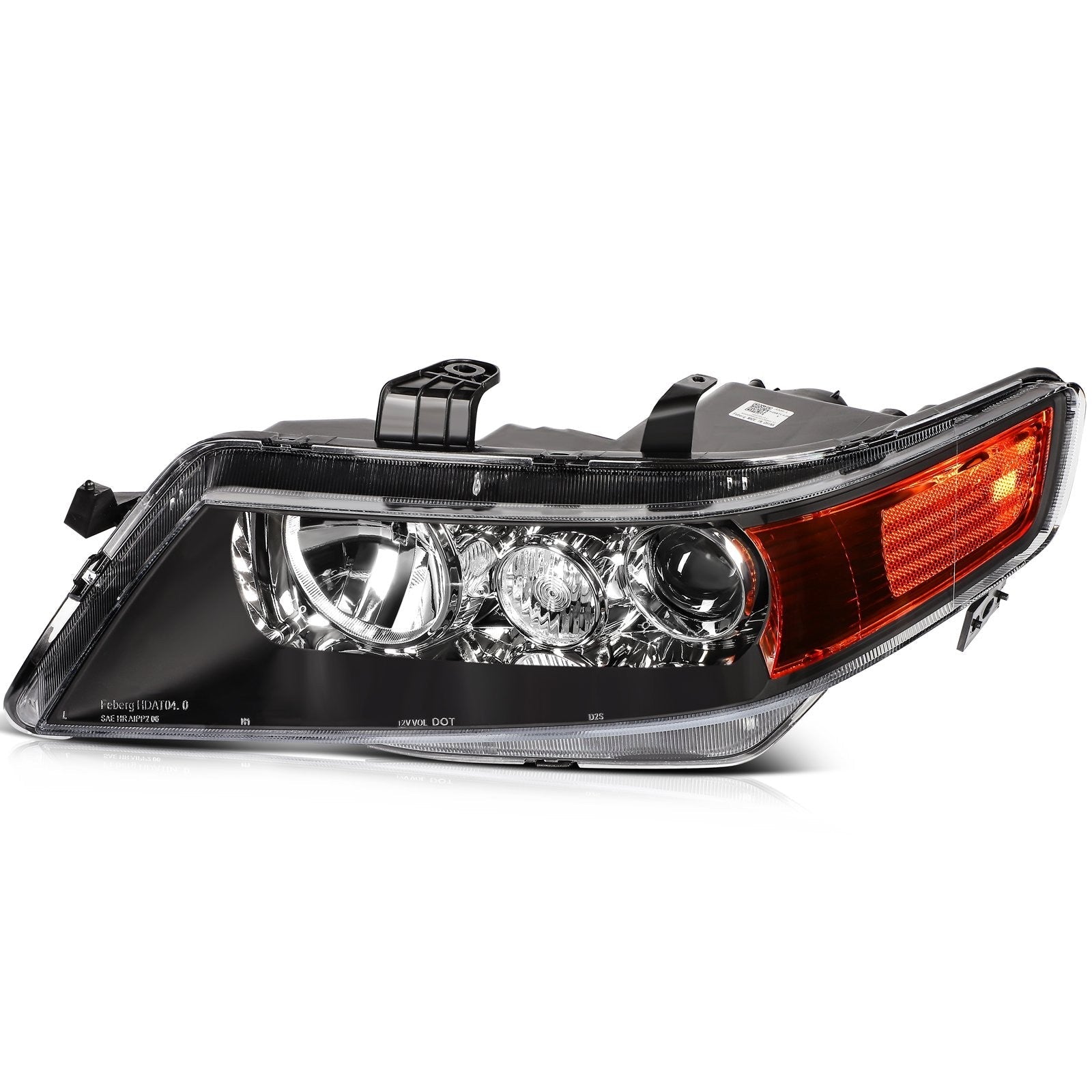 Pair Halogon Headlights Assembly For 2004-2008 Acura TSX Base 2.4L Black Amber 6B93BC-57