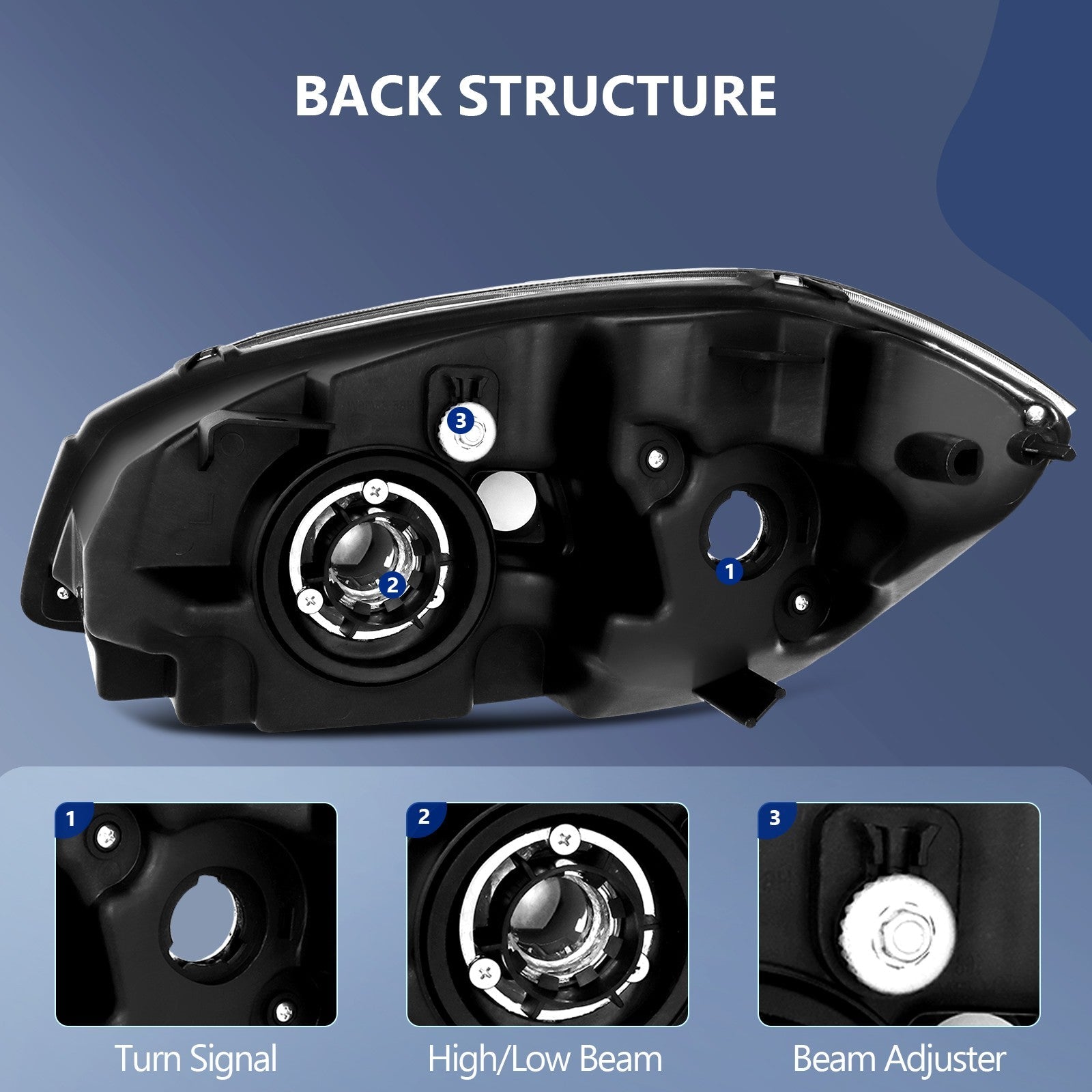 ECCPP Headlights For Chevy Cobalt Pontiac G5 Pursuit 2005-2010 Pair Black Amber 6B93BC-57