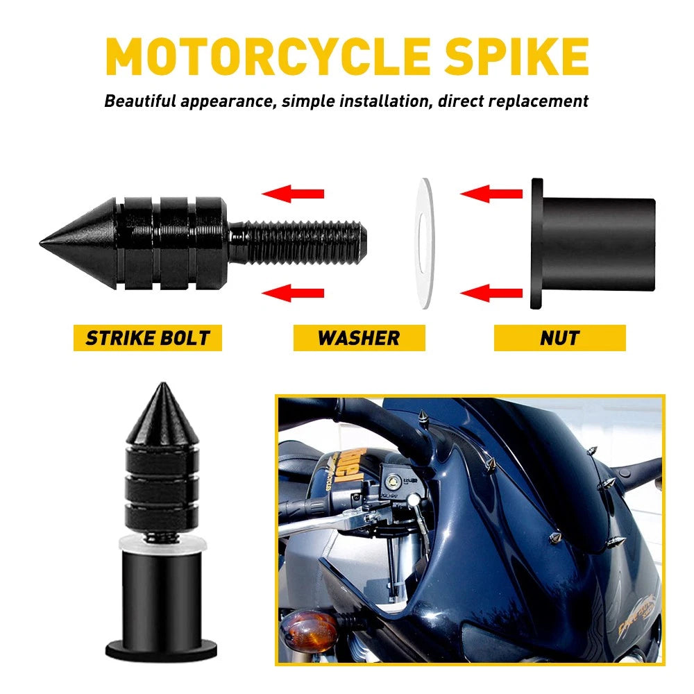 Black M5 Aluminum Spike Motorcycle Fairing Windscreen Bolt Kit Clips Nuts Screw 6B93BC-57