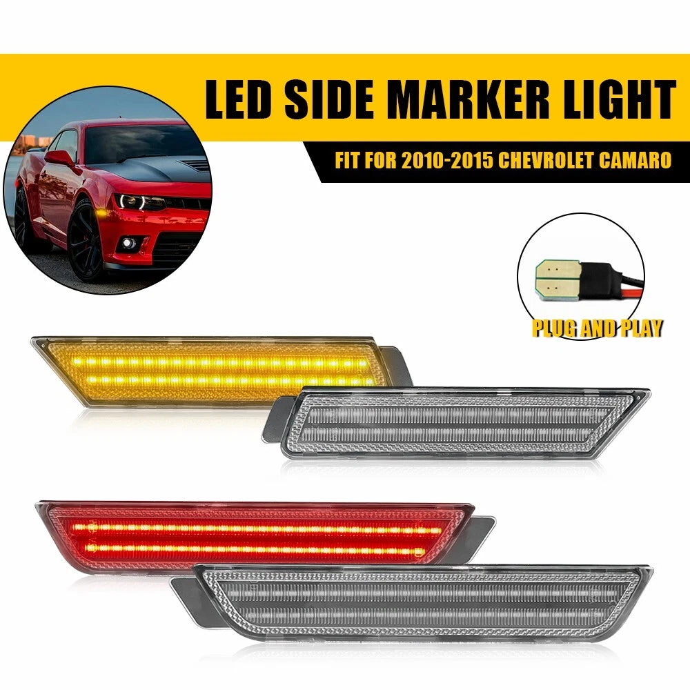 [Front+Rear]Amber+Red Clear LED Fender Side Marker Lamp For 2010-2015 Camaro EOA 6B93BC-57