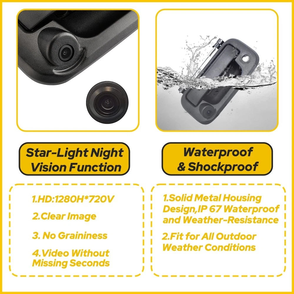 Tailgate Handle with Rear Camera View Backup Camera for Ford F150/F250/F350/F450 6B93BC-57