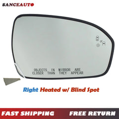 Right Heated Side View Mirror Glass W/ Blind Spot Monitor For Ford Fusion 13-20 6B93BC-57