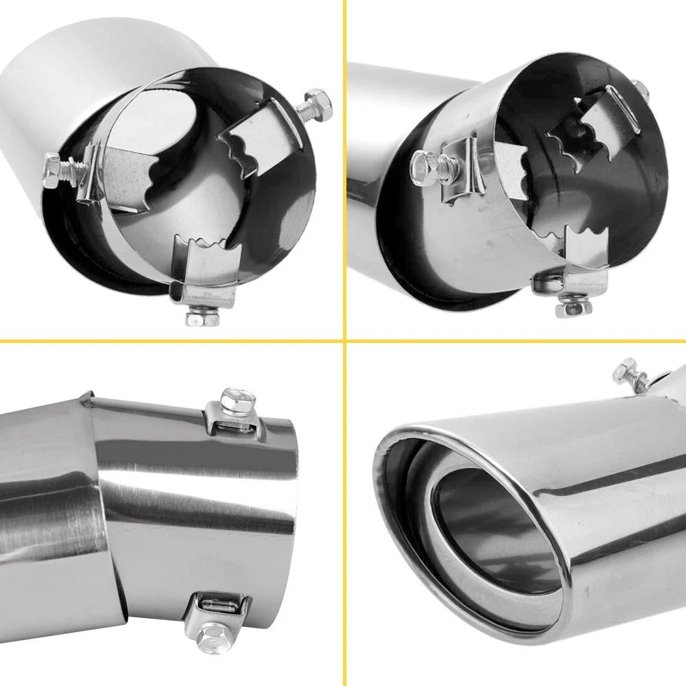 Car Exhaust Pipe Tail Muffler Tip Rear Round Universal Chrome Stainless Steel D 6B93BC-57