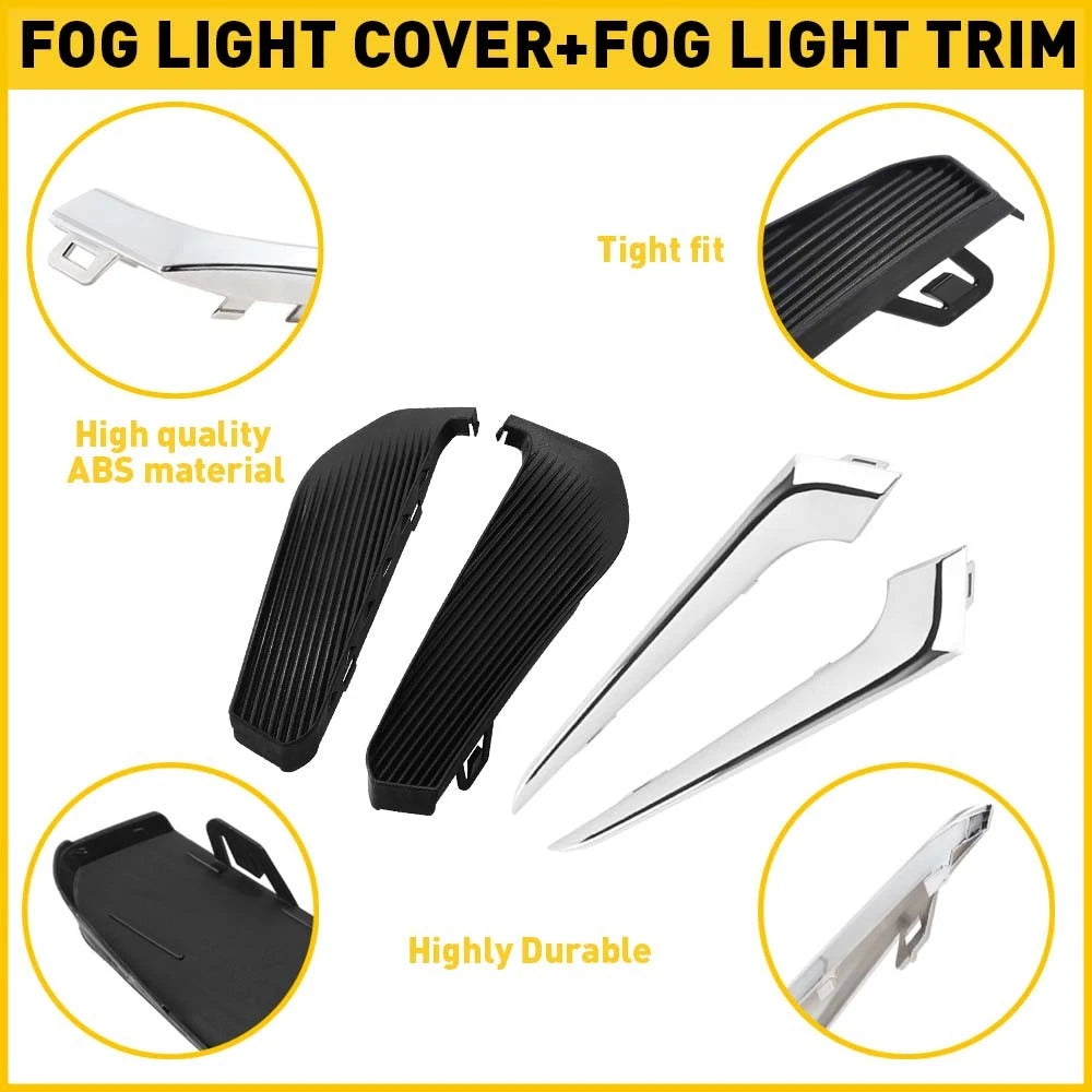 Chrome Front Bumper Fog Light Lamp Cover Trim for Set Chevrolet Malibu XL 16-18 6B93BC-57