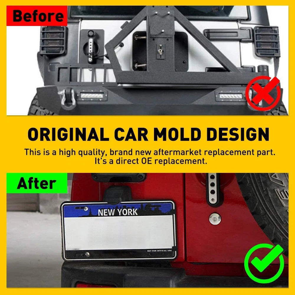 Rear License Plate Holder w/ Light Tag Bracket For Jeep Wrangler JK JKU 07-17 EA 6B93BC-57