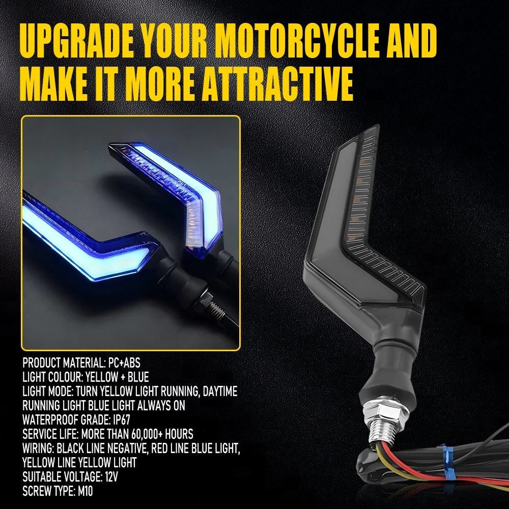 2X Motorcycle LED Turn Signal Light Daytime Running Blinker Lamps Amber Blue A 6B93BC-57