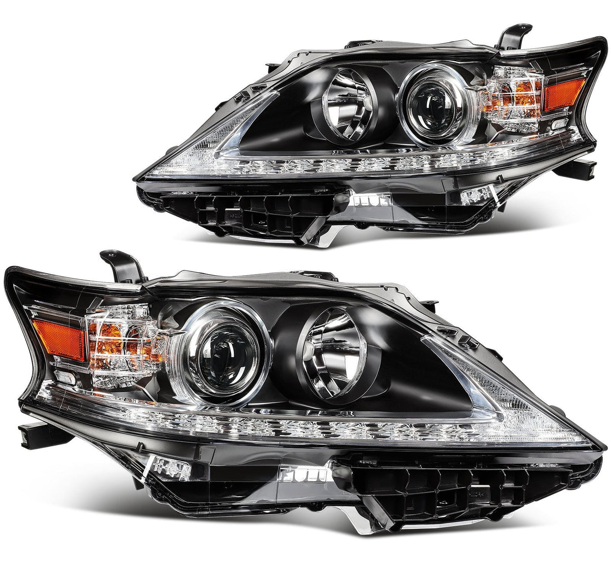 ECCPP Headlights Assembly For Lexus RX350 RX450h 3.5L 2013-2015 Pair Black Amber 6B93BC-57