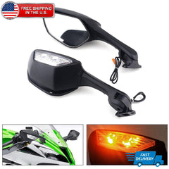 For Kawasaki Ninja ZX10R 2011-15 / H2 2014 2015 Rearview Mirrors LED Turn Signal