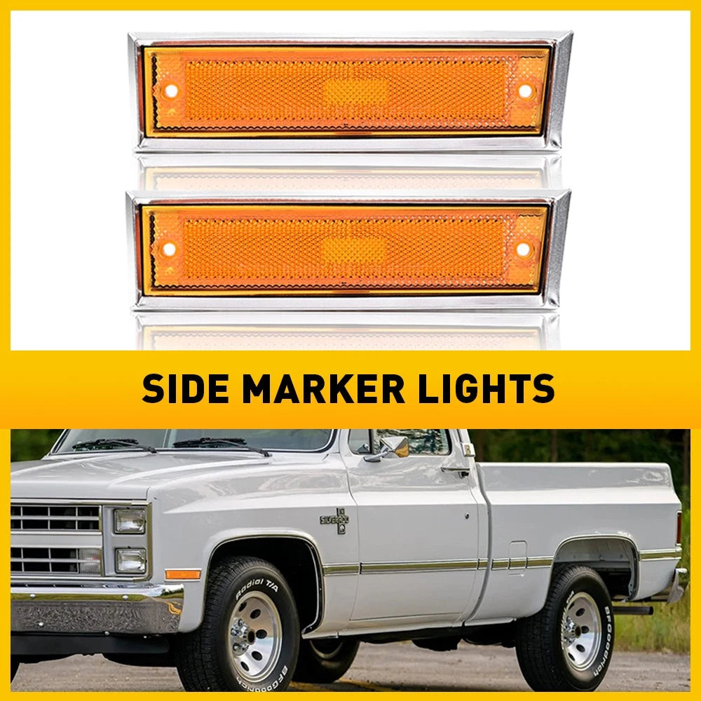 For 1981-91 Chevy GMC C/K Amber Front Bumper Side Marker Light Fender Lamp Shell 6B93BC-57