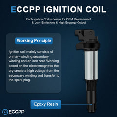 ECCPP 6 Ignition Coils For 2001-2005 BMW 325i 325xi 2.5L 2003-2006 330Ci 3.0L 6B93BC-57