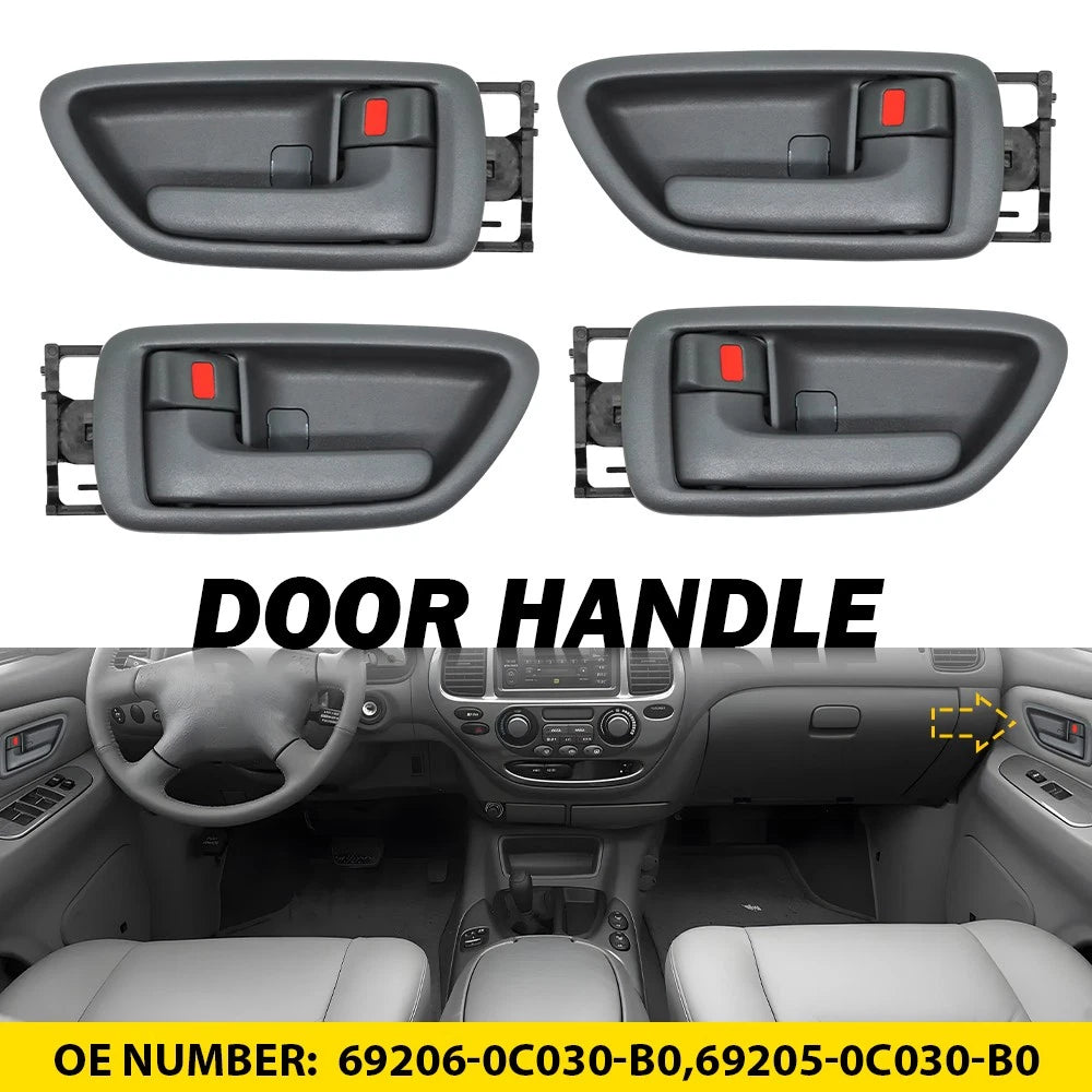 4x Door Handle Interior Gray For 2004-2006 Toyota Tundra Pickup Crew Cab ONLY EA 6B93BC-57