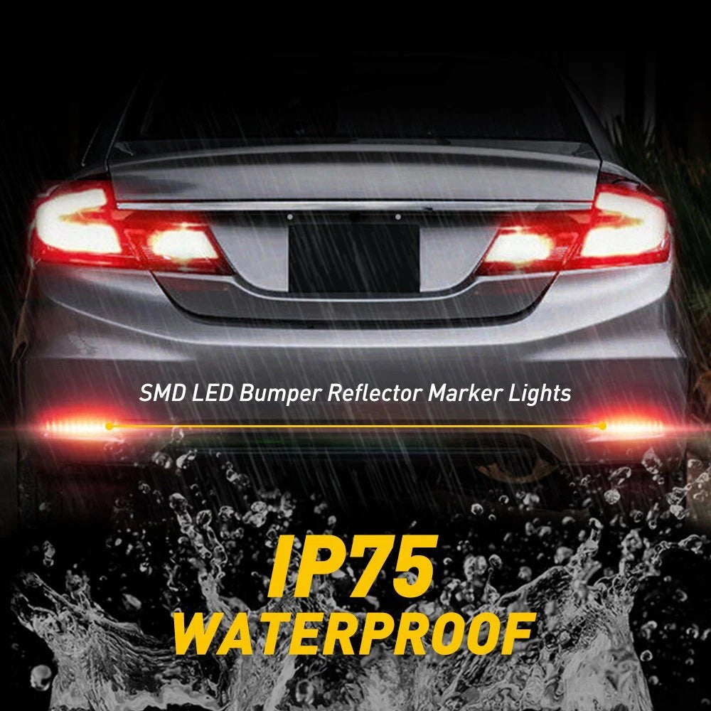 LED Rear Bumper Reflector For Light Honda Civic 9th White 2013-2015 Clear Lens 6B93BC-57