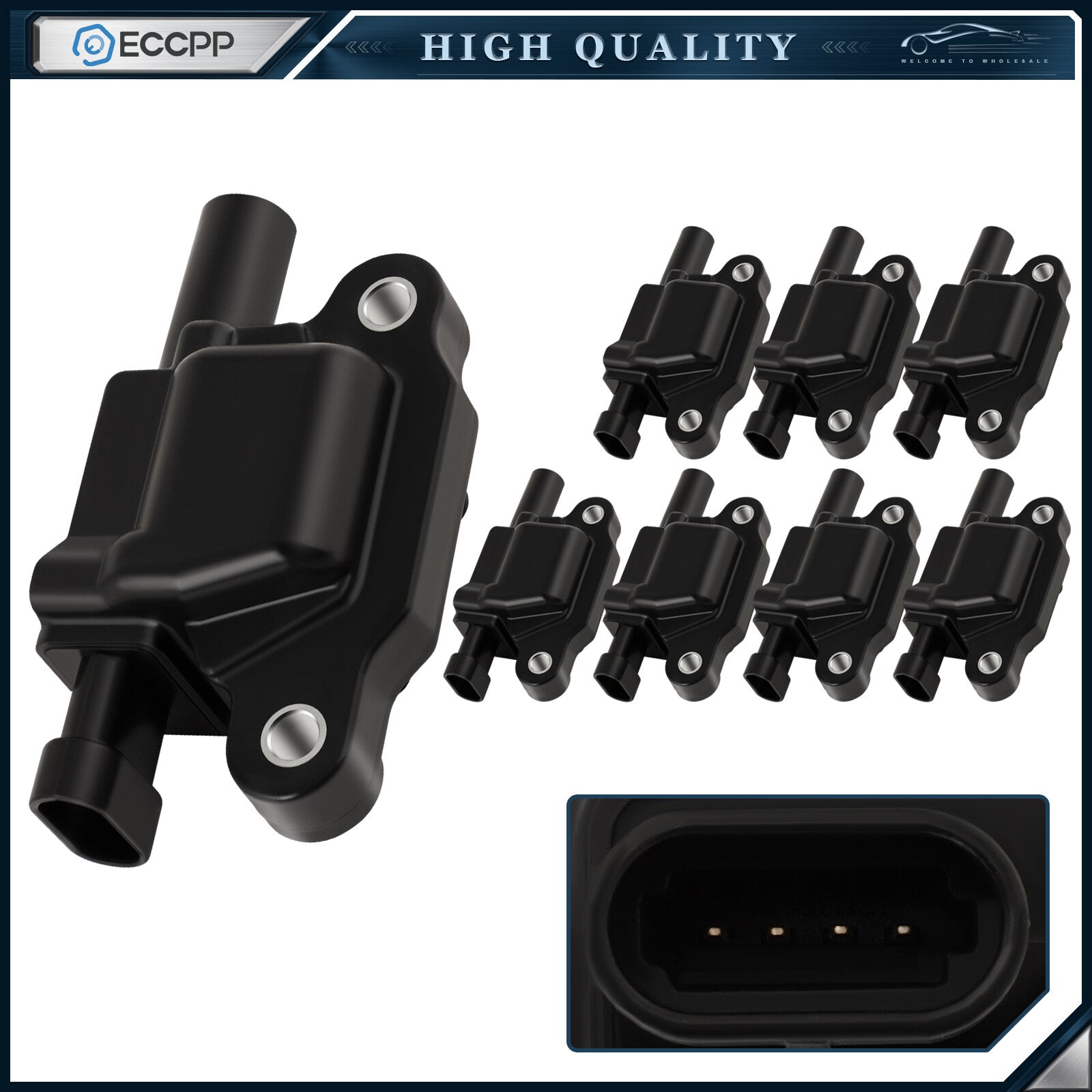 ECCPP 8 Square Ignition Coils For 07-13 Chevy Silverado 1500 Suburban 4.8L 5.3L ECCPP