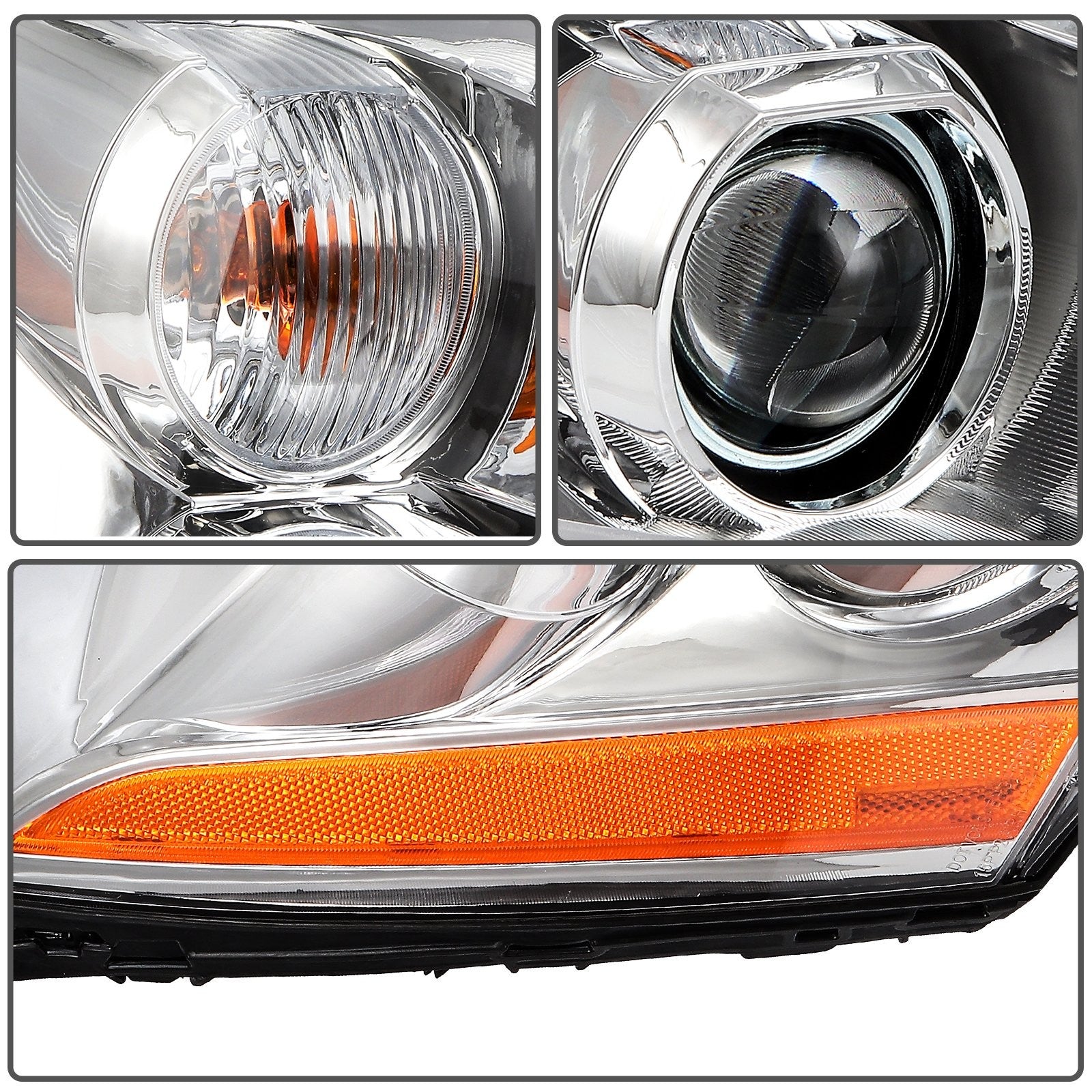 ECCPP Headlights Assembly For Cadillac DTS 4.6L 2006-2011 Pair Kit Chrome Amber 6B93BC-57