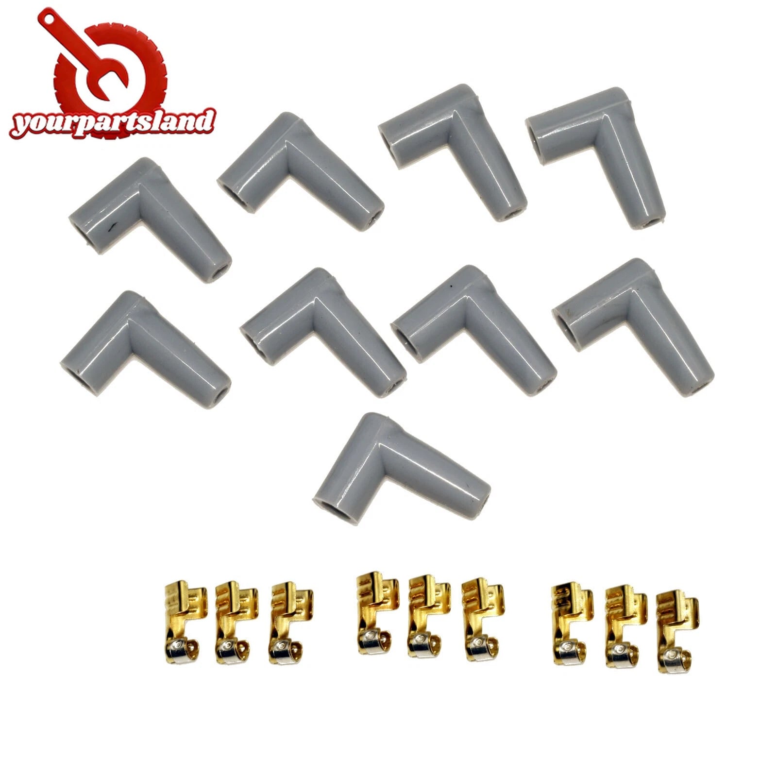 90 degree Spark Plug Wire Male Rubber Boots Terminals Ends Connector Set Grey 6B93BC-57