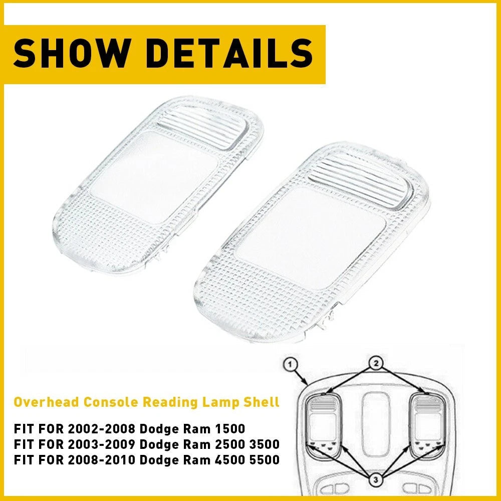For 2002-2008 Dodge Ram 1500 2500 Overhead Console Dome Map Light Cover Lens Set 6B93BC-57