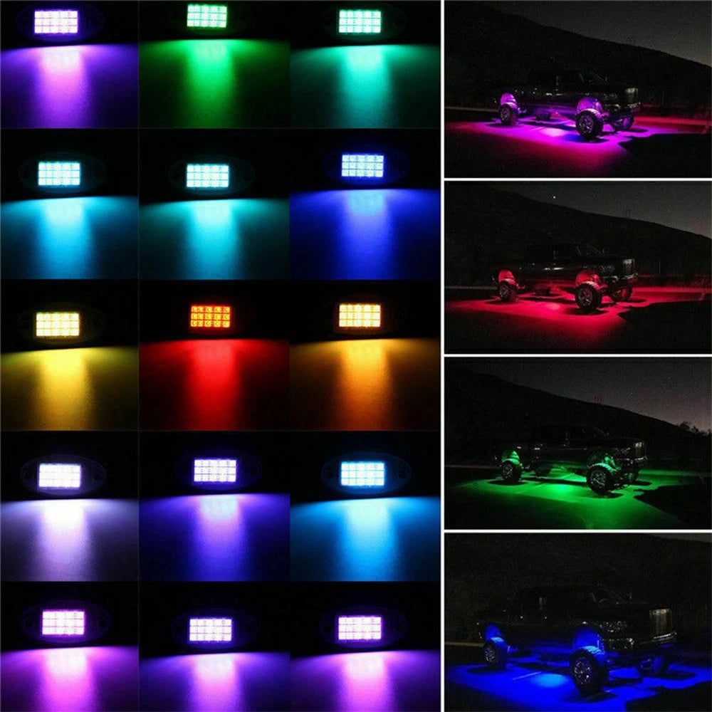FOR JEEP WRANGLER UNLIMITED RUBICON JL JKU 20-PCS RGB LED ROCK LIGHTS NEON GLOW 6B93BC-57
