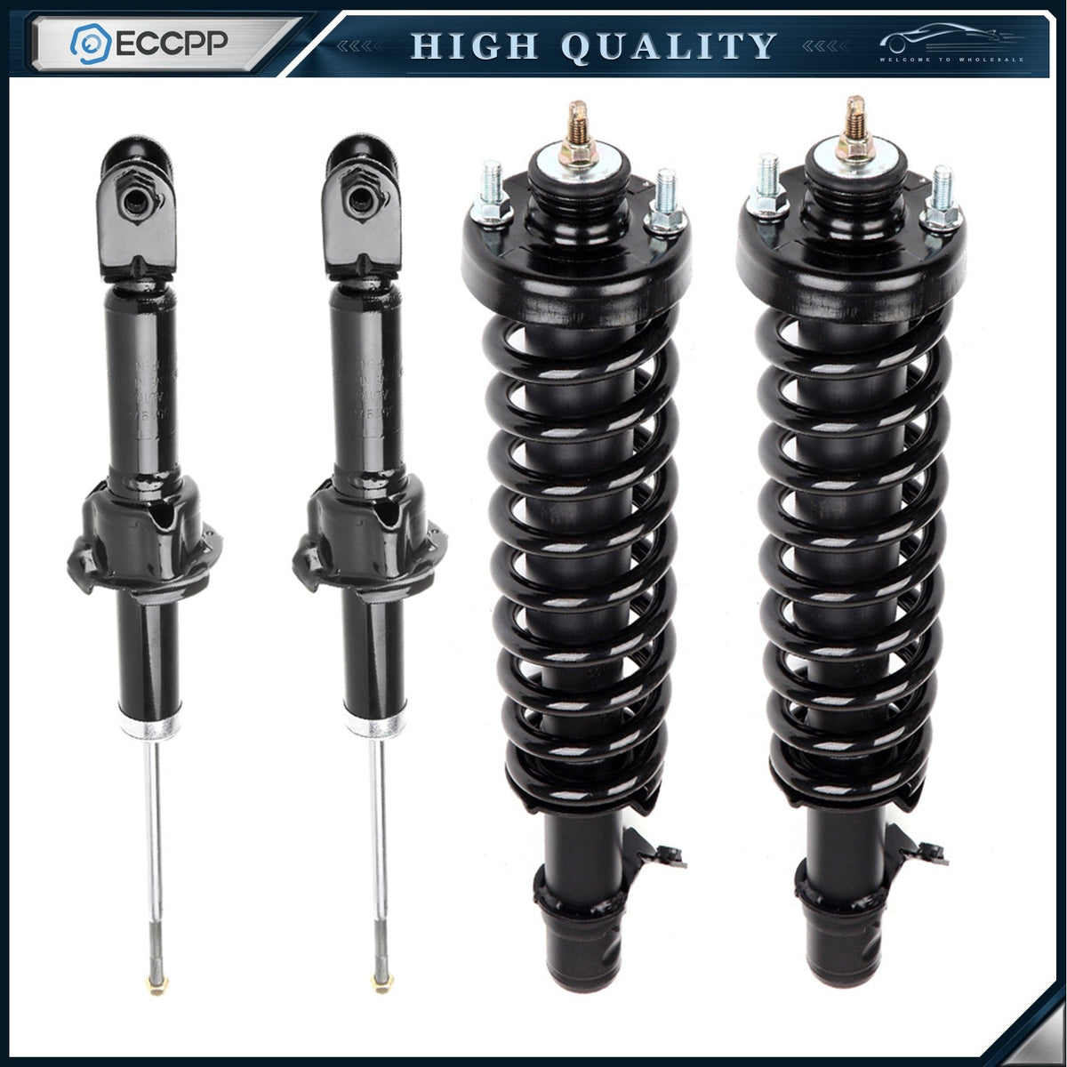 Fits 1992-1995 Honda Civic (2) Front Complete Struts & (2) Rear Shock Absorbers 6B93BC-57