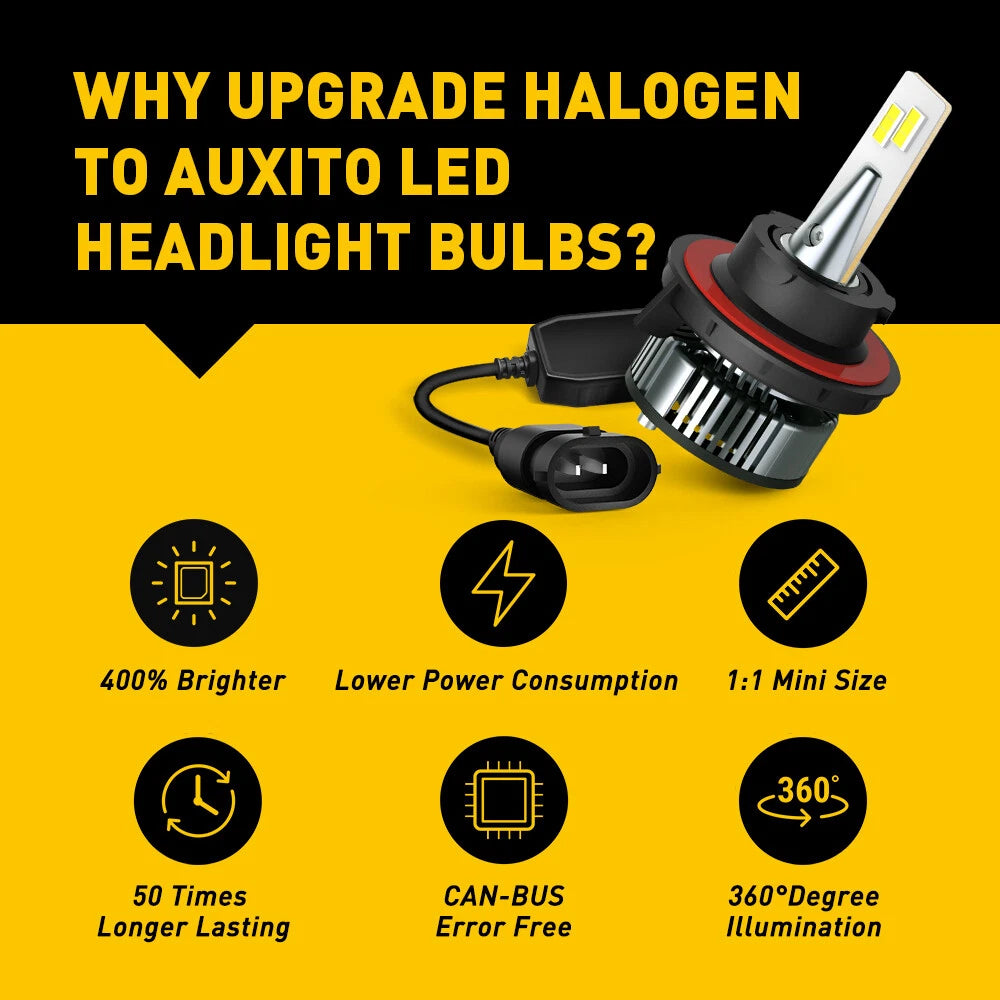 AUXITO H13 9008 LED Headlight Bulb High Low Beam White Light Canbus 6500K CANBUS AUXITO