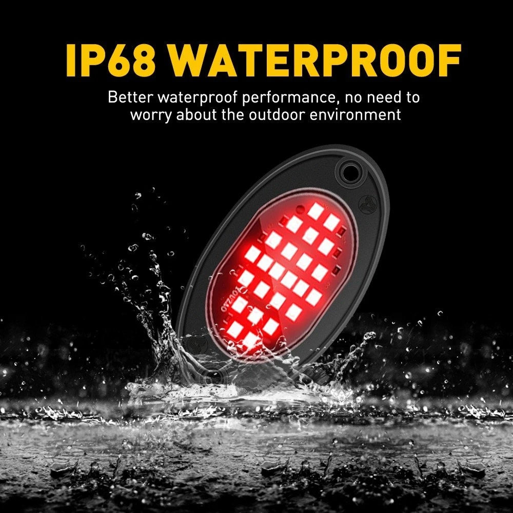 Red 4 Pods LED Rock Lights For JEEP Offroad Car Truck ATV Boat Underbody Light A 6B93BC-57