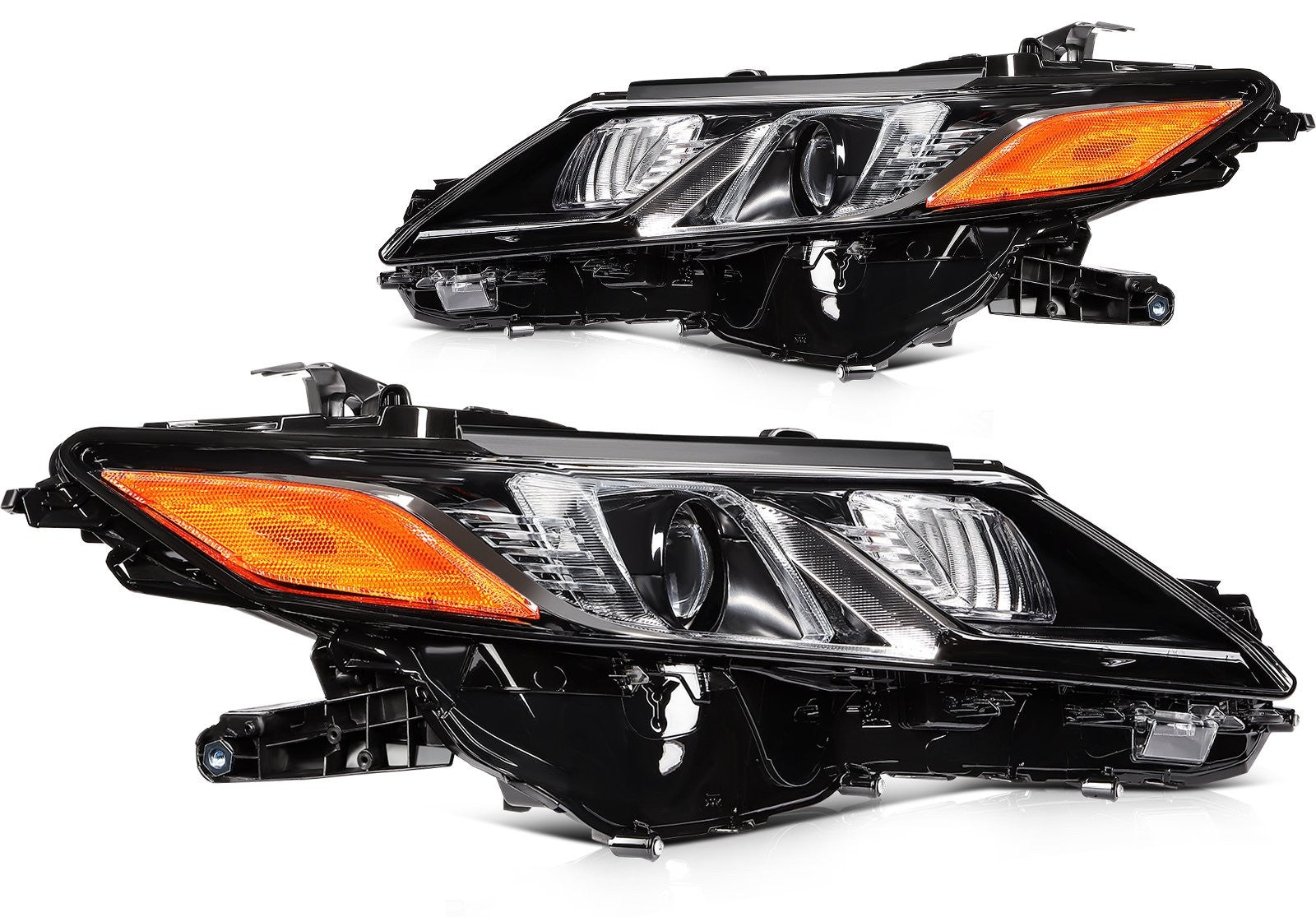 ECCPP LED Headlights Assembly For Camry L SE LE TRD 2018-2024 Pair Black Amber 6B93BC-57