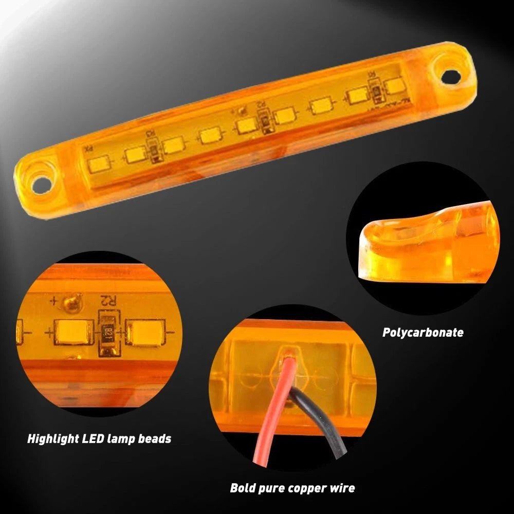 10pcs Side Marker Clearance Light Car Trailer Tail Lamp 9 LED Amber yellow EOA 6B93BC-57