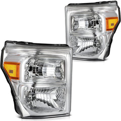 Headlights Assembly L+R For 2011-16 Ford F-250 350 450 550 Super Duty Chrome 6B93BC-57