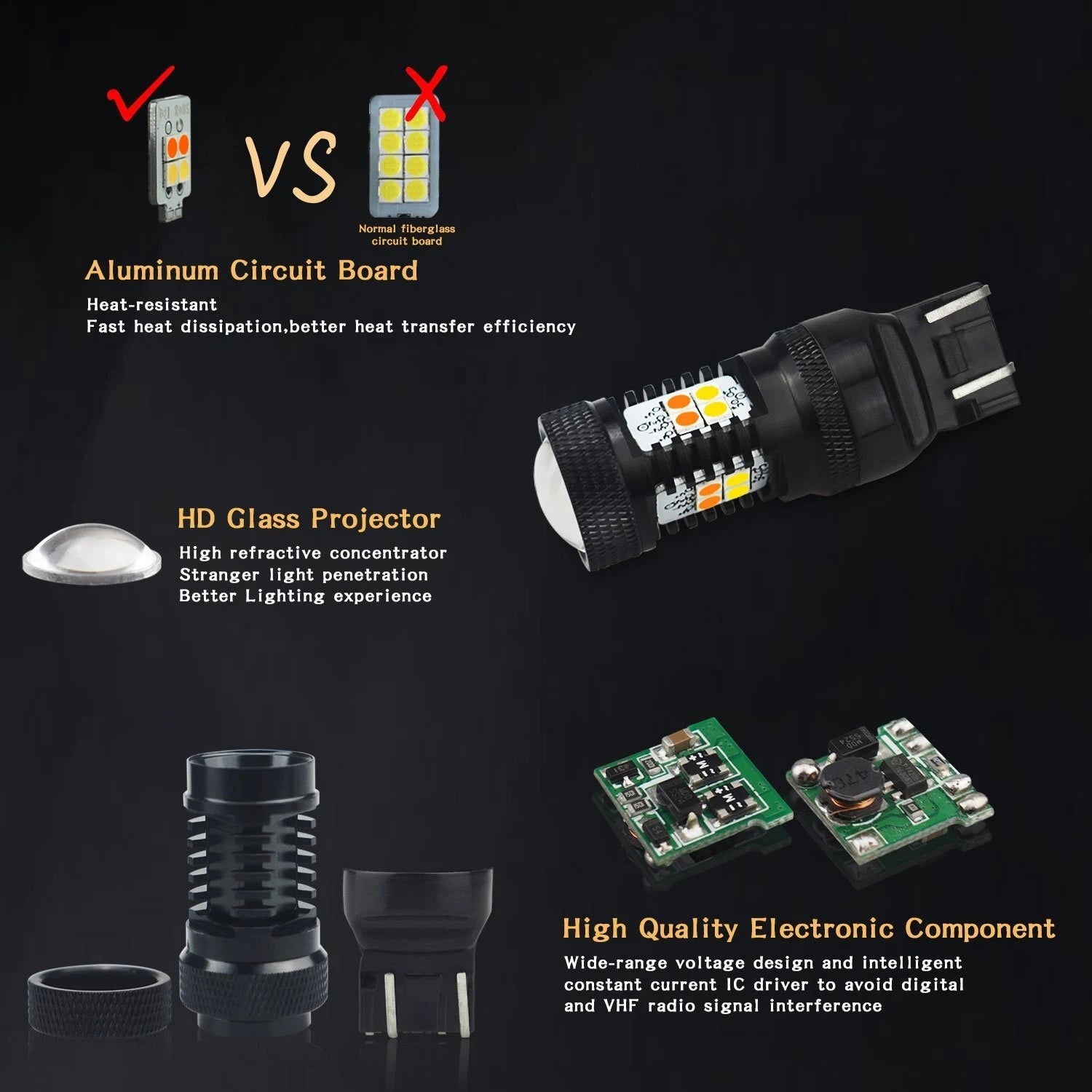 2X 7443 7444 Amber/Yellow Switchback Dual Color Turn Signal Light bulbs LED EOA 6B93BC-57