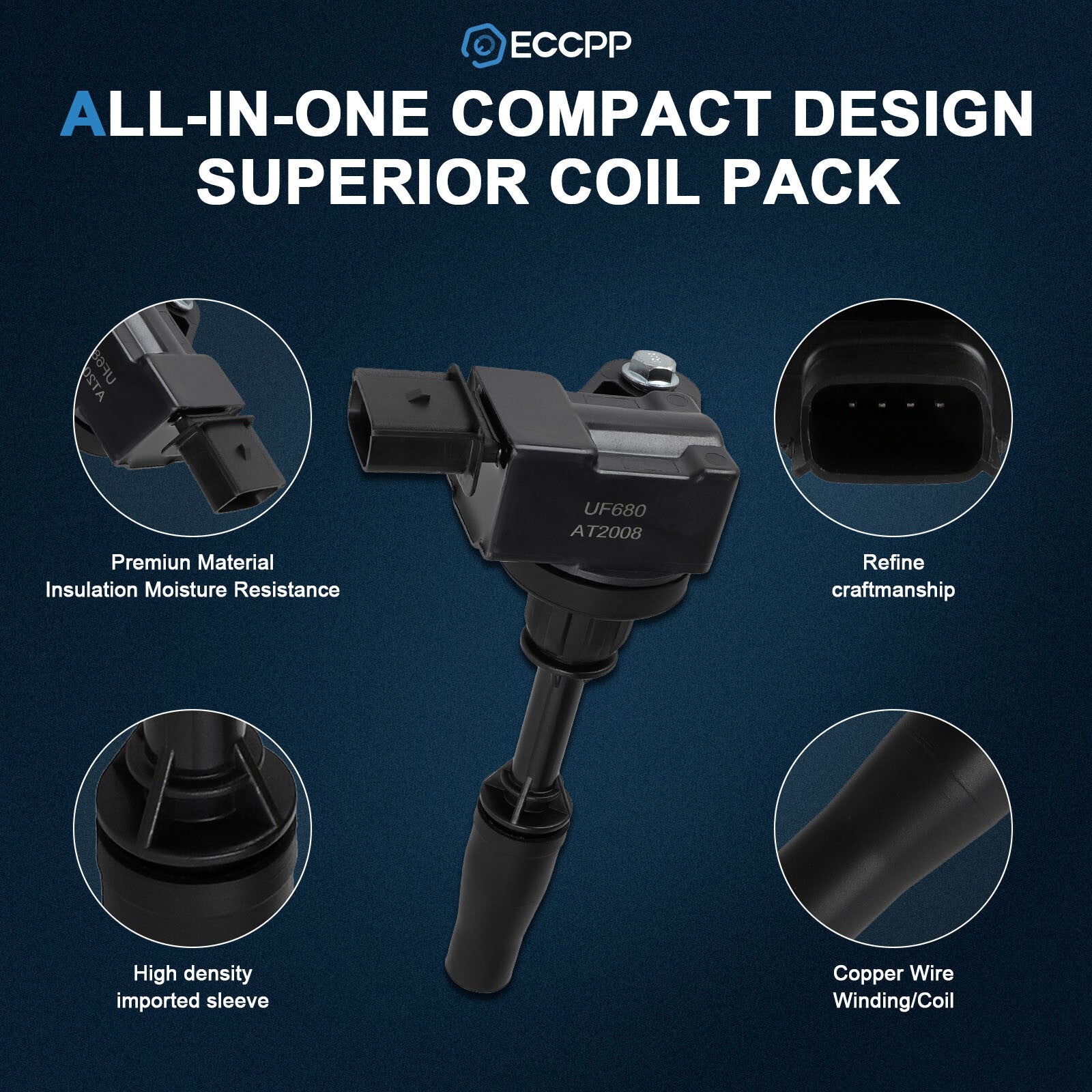 ECCPP 4 Ignition Coils For 13-19 Cadillac ATS 2.0L 17-20 Buick Envision 2.5L L4 ECCPP