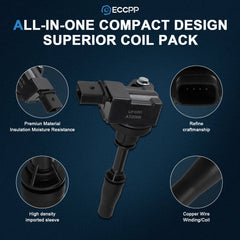 ECCPP 4 Ignition Coils For 13-19 Cadillac ATS 2.0L 17-20 Buick Envision 2.5L L4 ECCPP