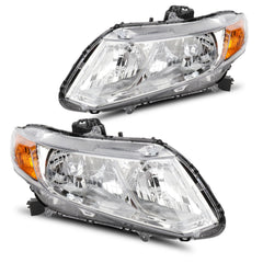 Chrome For 2015-12 Honda Civic 4Dr Replacement Headlights Left+Right Side Lamp 6B93BC-57