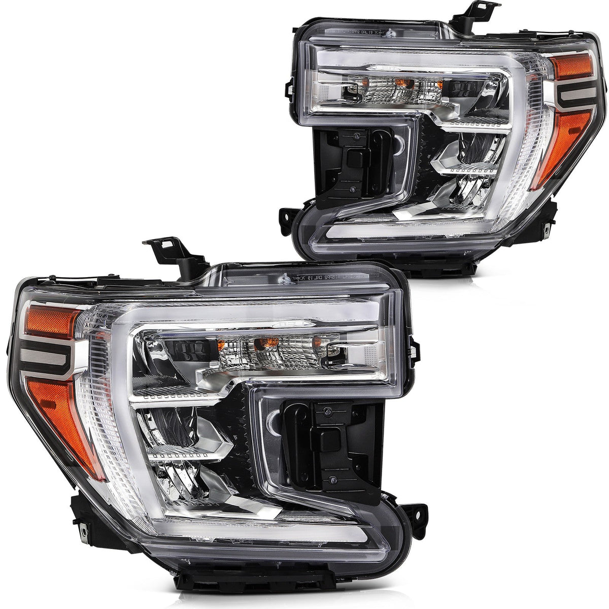 ECCPP LED Headlights Assembly For GMC Sierra 1500 2019-2022 Pair Kit Black Amber 6B93BC-57