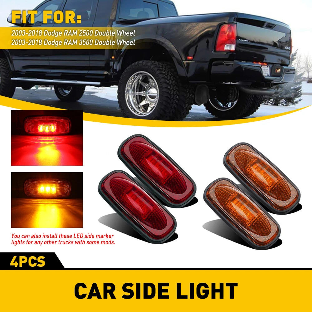 For 03-18 Dodge Ram 3500 2500 Dually Rear Fender Bed Marker Side LED Lights EXE 6B93BC-57
