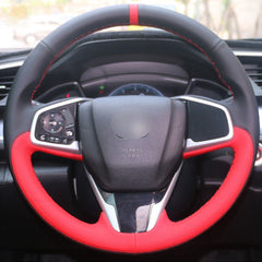 Top Leather Steering Wheel Hand-stitch on Wrap Cover For Honda Civic 10th CRV 17