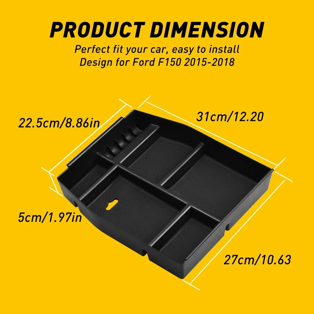 For 2015-2018 Ford F150 Car Center Console Armrest Storage Box Organizer Tray US 6B93BC-57