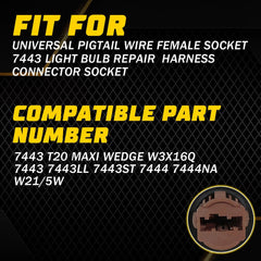 Pigtail Wire Female Socket 7443 Two Harness Brake Turn Signal Reverse backup EOA 6B93BC-57