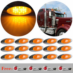 15x 6.5'' Oval Cab / Side Marker Clearance Light 16 LED Chrome Bezel& Side Light 6B93BC-57