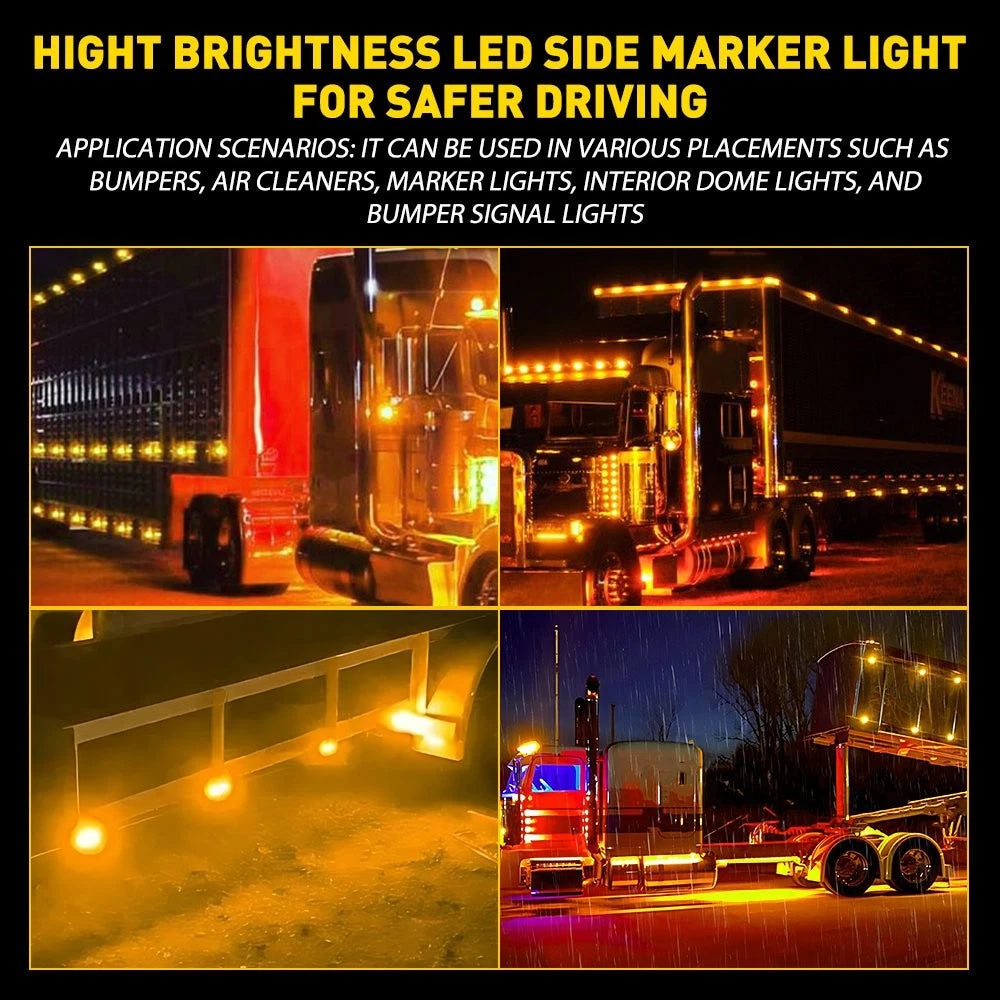 2X Glass Watermelon Lights Side Marker Turn Signal Lamp Clear Amber Purple 12V A 6B93BC-57