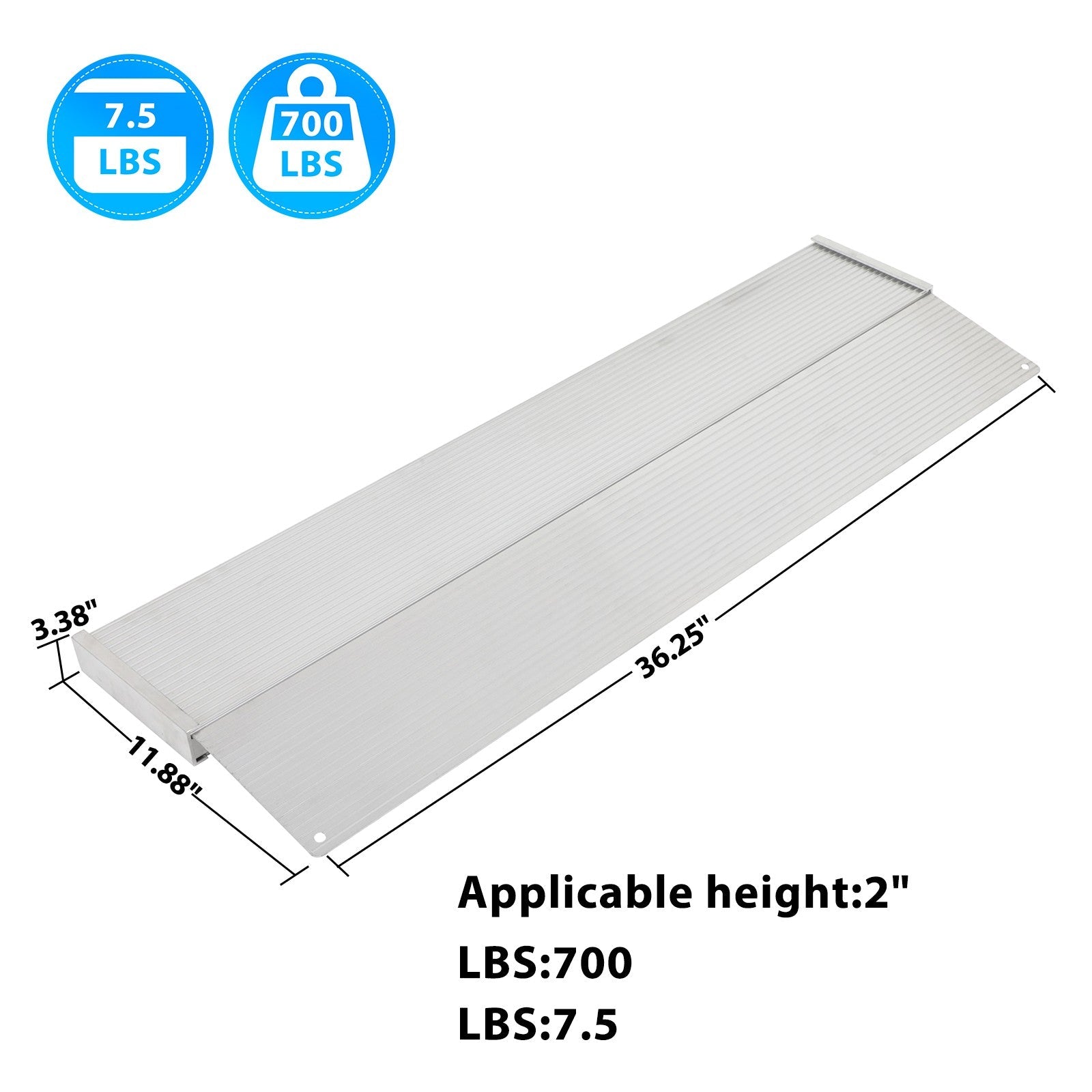 Aluminum 36" L X12" W Ramp for Wheelchair for Home Steps,Threshold 6B93BC-57