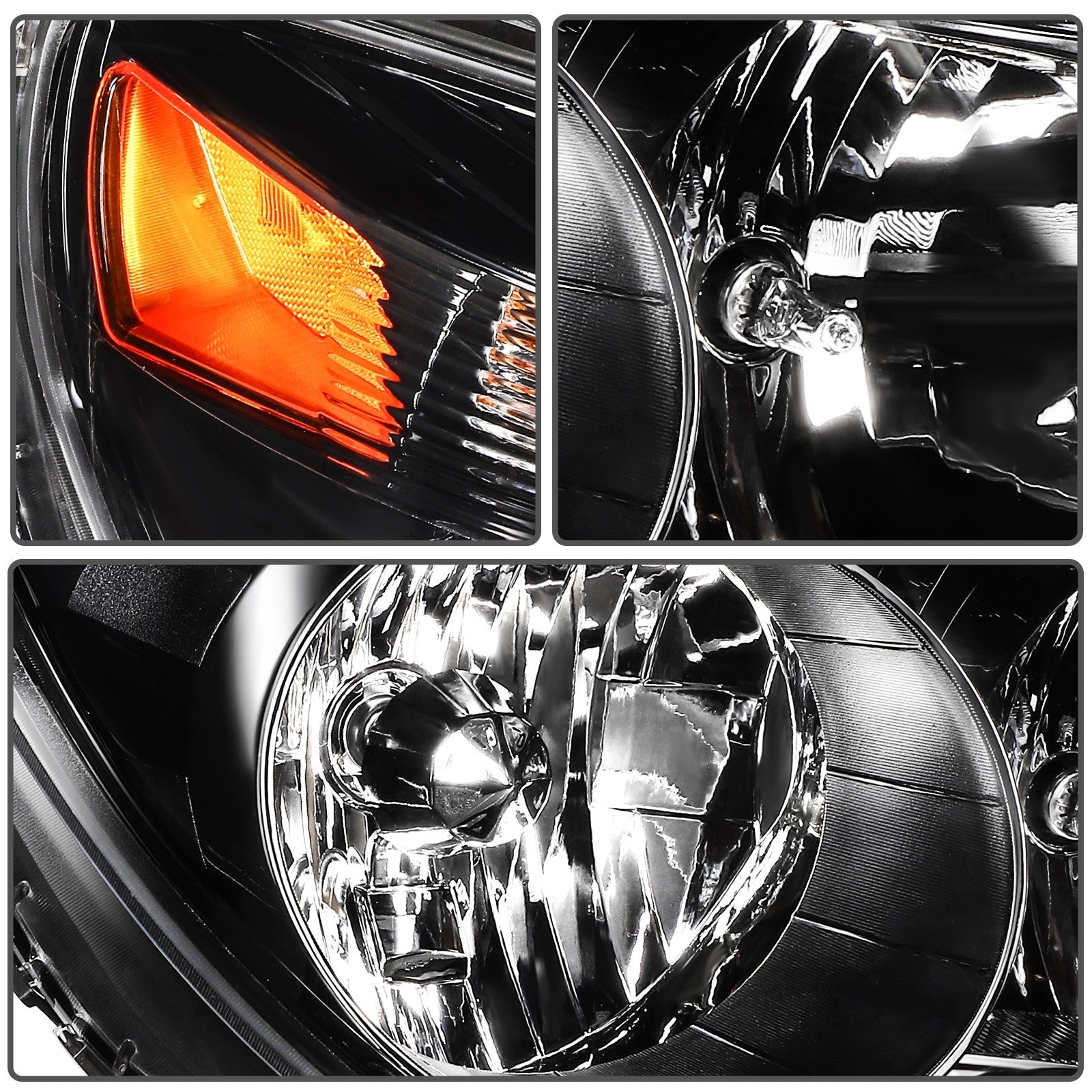 Pair Kit Halogen Headlights Assembly For 2010-2015 Chevrolet Equinox Black Amber 6B93BC-57