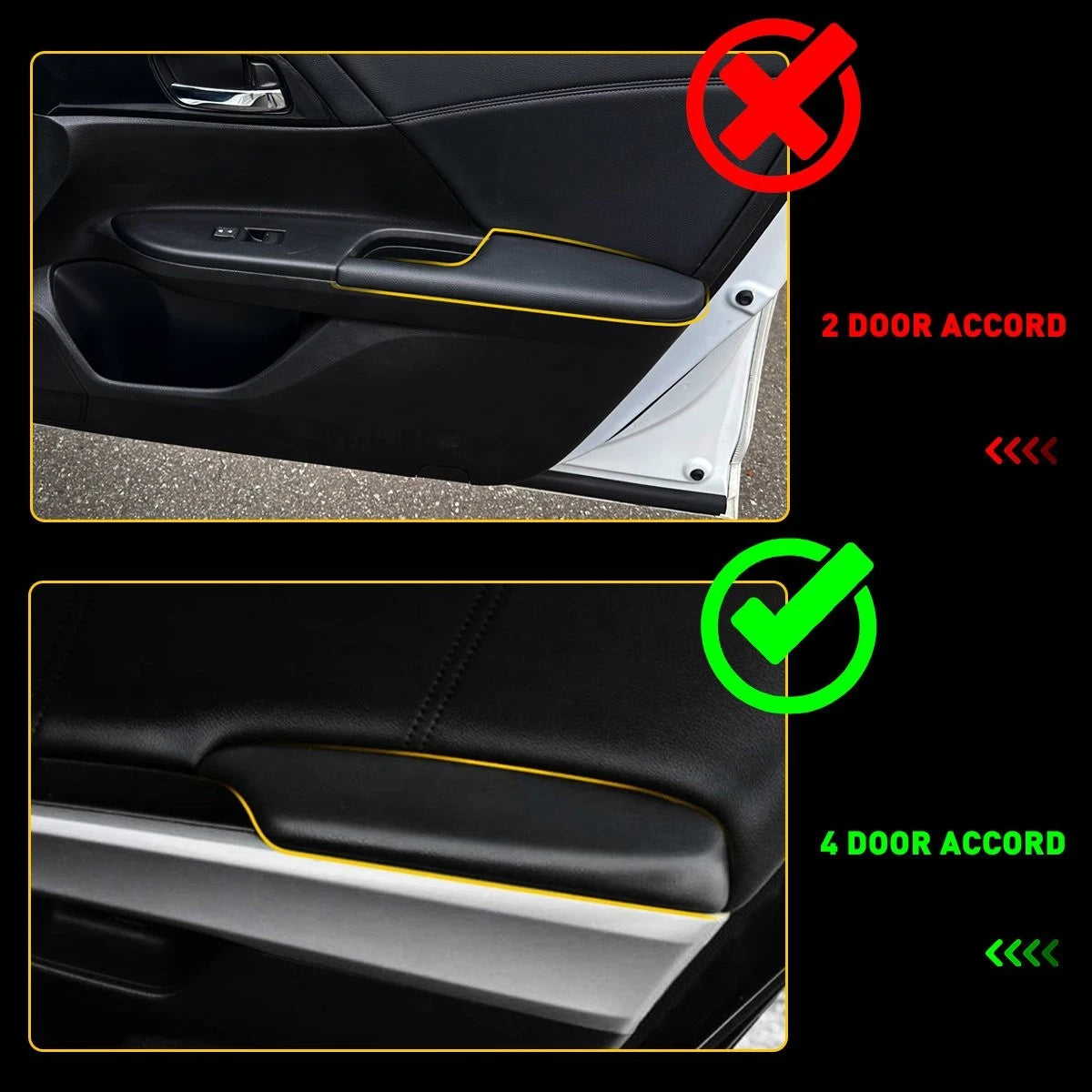 Black Left Front & Right Door Panel Armrest Cover For Honda Accord 08-12 Sedan 6B93BC-57