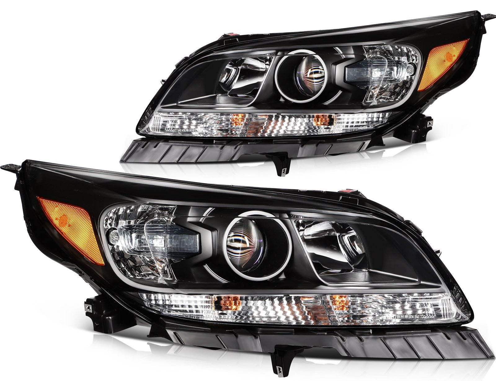 ECCPP Headlights Assembly For Chevrolet Malibu 2013-2015 Pair Kit Black Amber 6B93BC-57