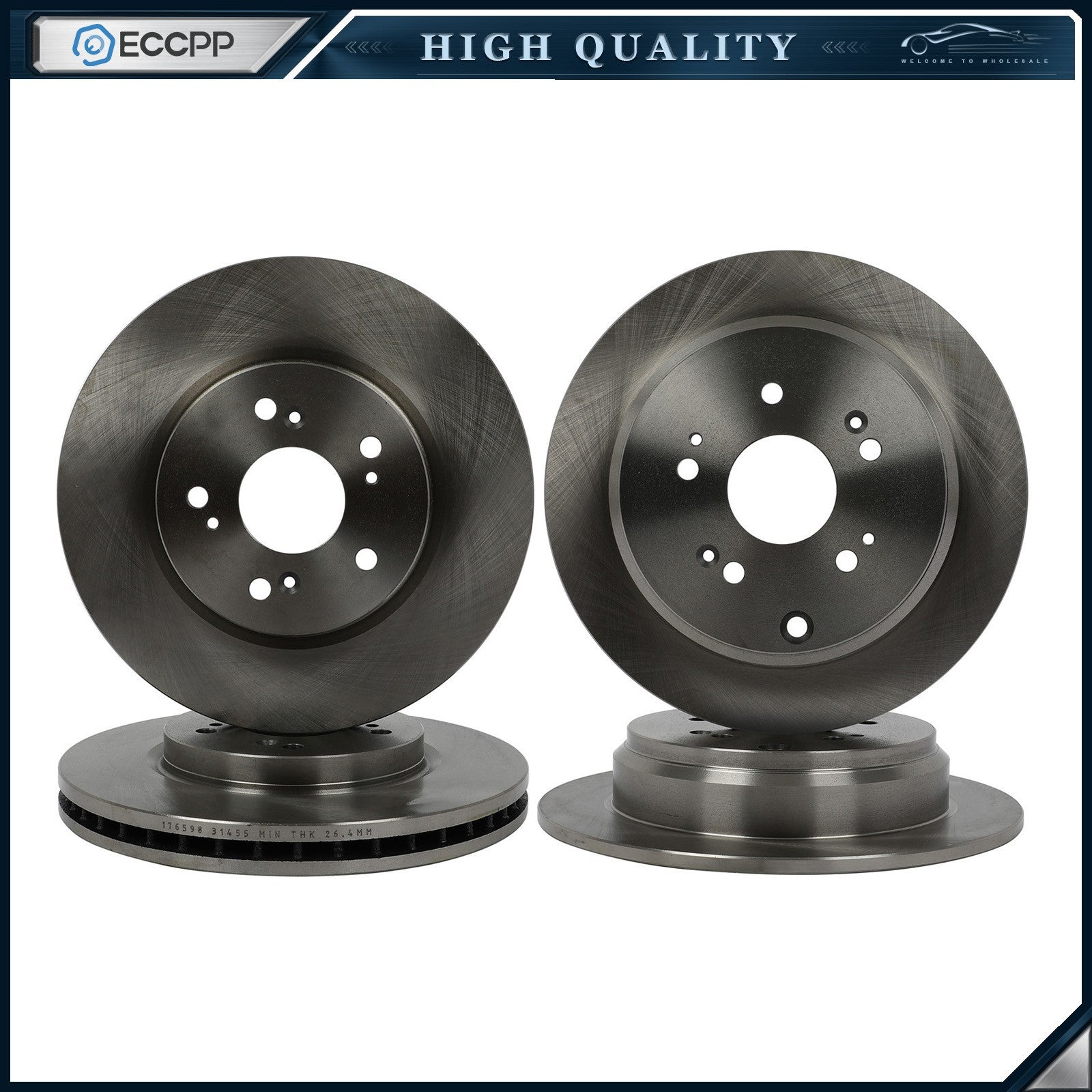 Front & Rear Brake Rotors Discs For Acura RDX 2007 2008 2009 2010 2011 2012 6B93BC-57