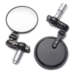 7/8" Black Round Rearview Mirrors Set Custom Handle Bar End Motorcycle Universal
