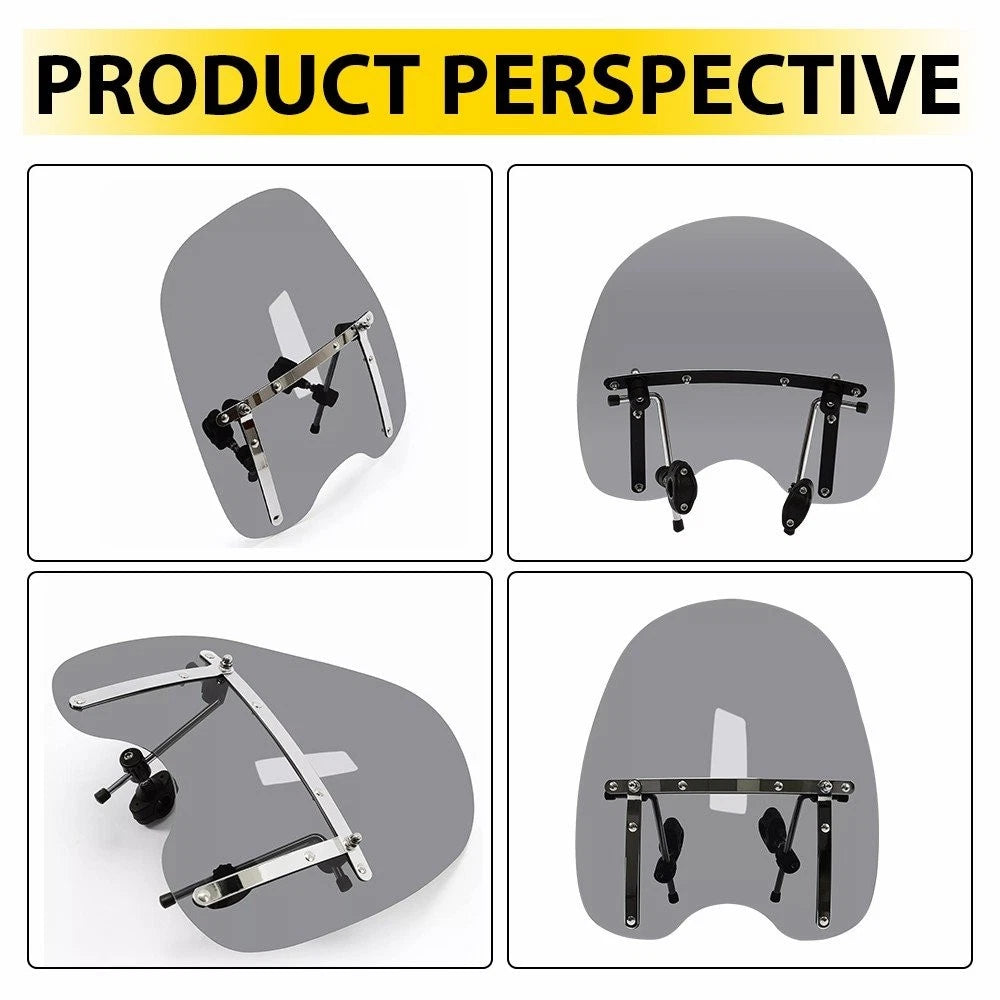 19"x17" Large Smoke Motorcycle Windshield Universal For 7/8" 1.25" Handlebar EOA 6B93BC-57