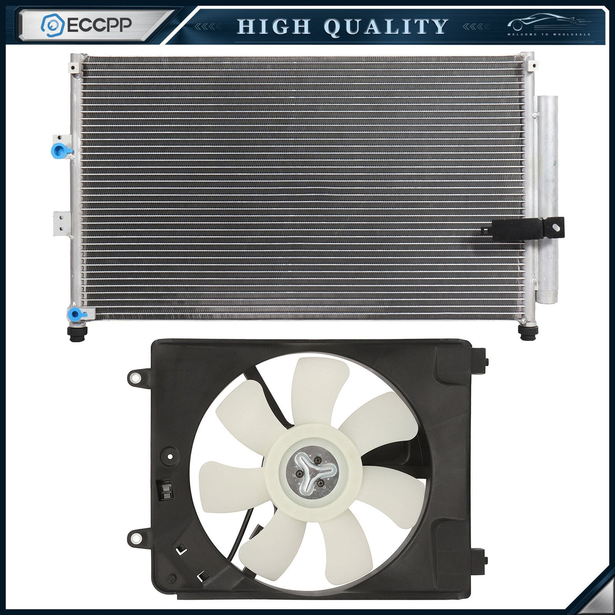 AC Condenser Cooling Fan Kit For 2006 2007 2008 2009-2011 Honda Civic 6B93BC-57