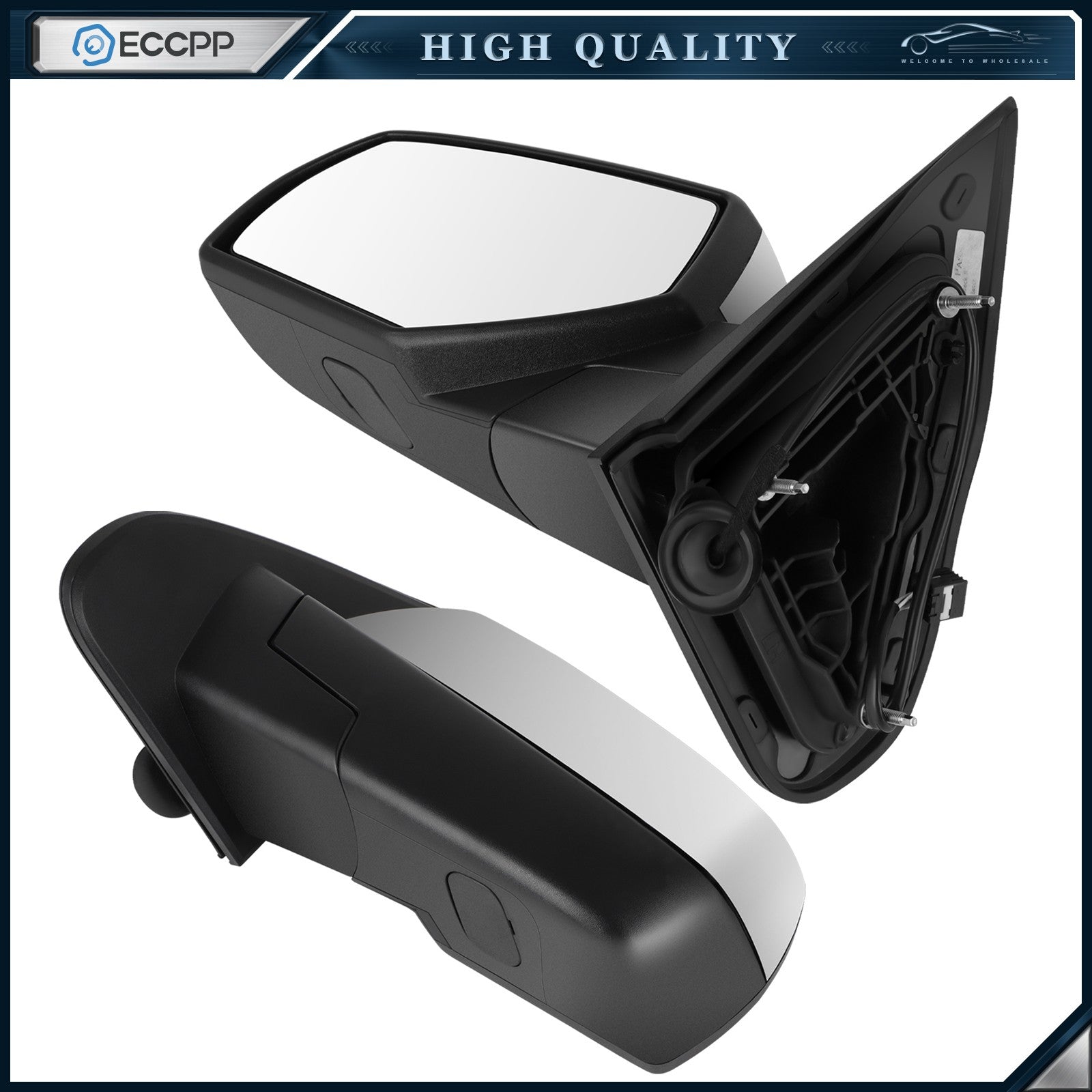 Chrome Power Heated Mirrors for 14-17 Chevy Silverado 1500 Manual Fold 6B93BC-57