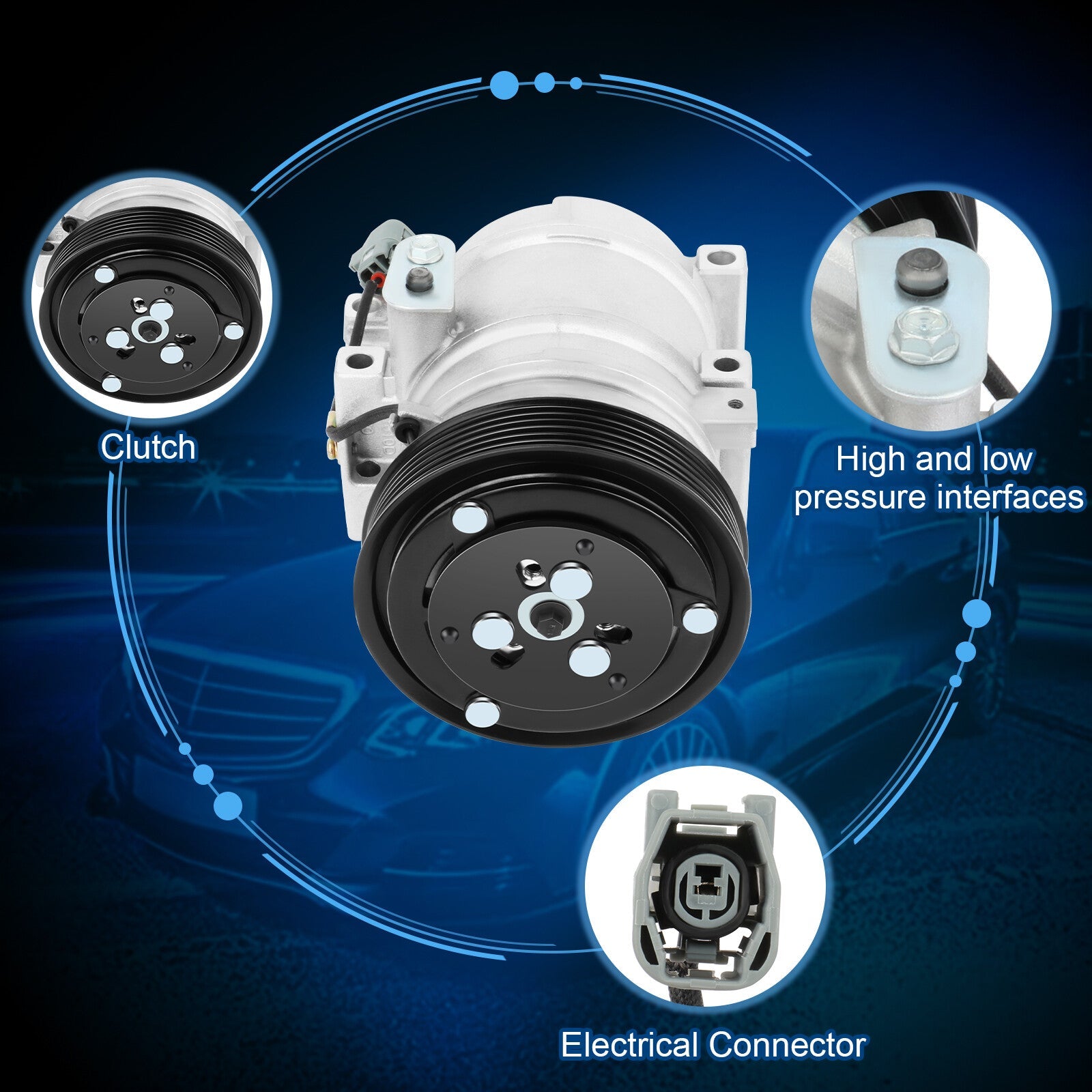 ECCPP A/C AC Compressor For 2007-2009 Mazda 3 For 2006-2007 Mazda 6 2.3L 6B93BC-57