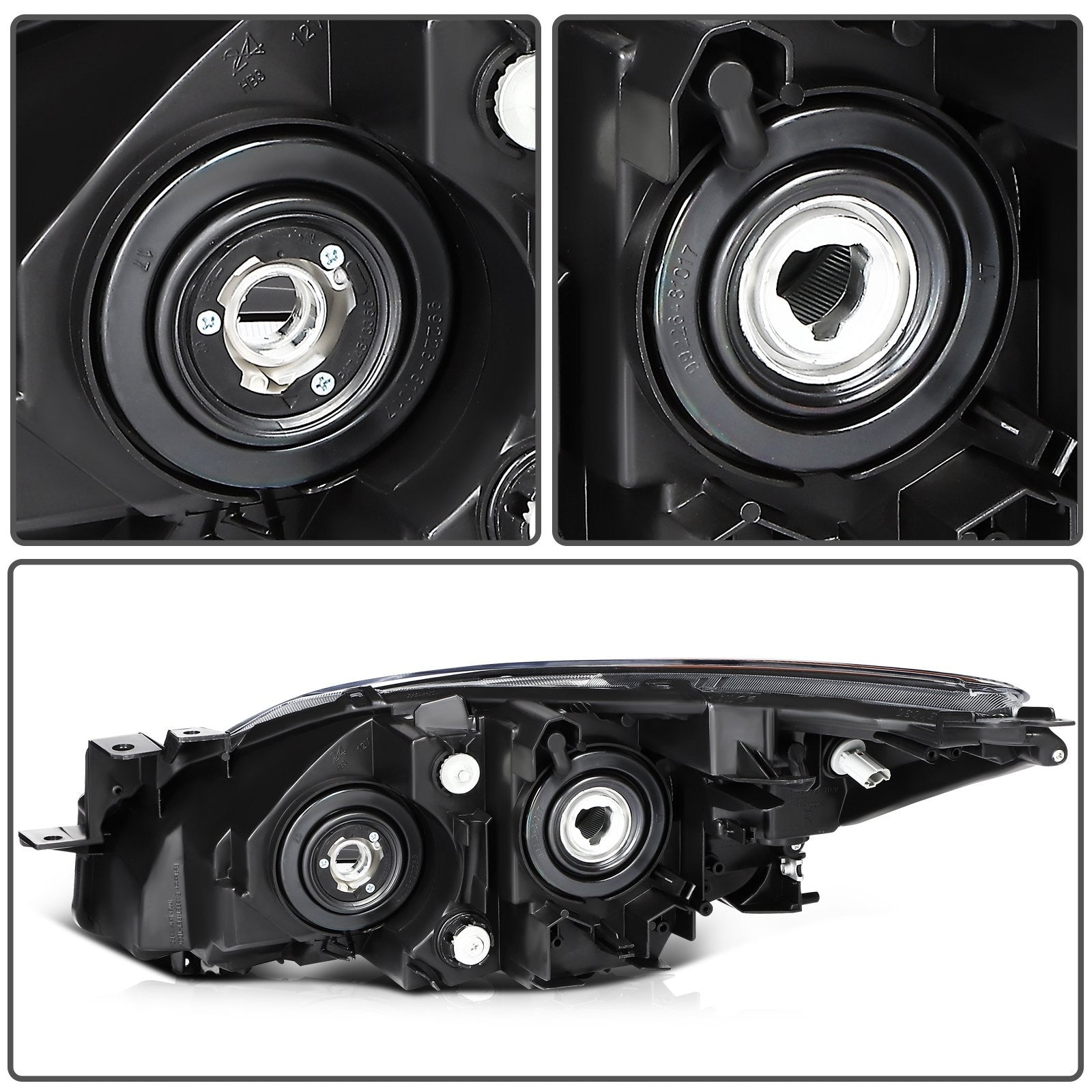 Pair Kit Headlights Assembly For 2010-2013 Mazda 3 Sport 2.0L 2.5L Black Amber 6B93BC-57