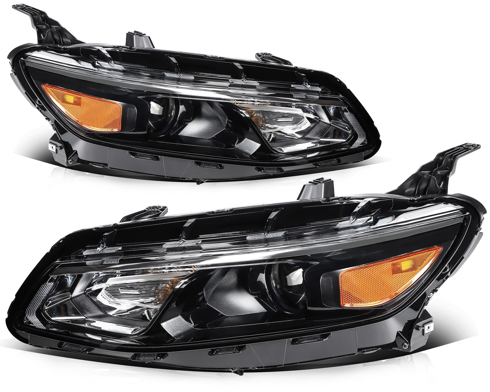 ECCPP Headlights Assembly For Chevrolet Malibu 2016-2018 Pair Kit Black Amber 6B93BC-57